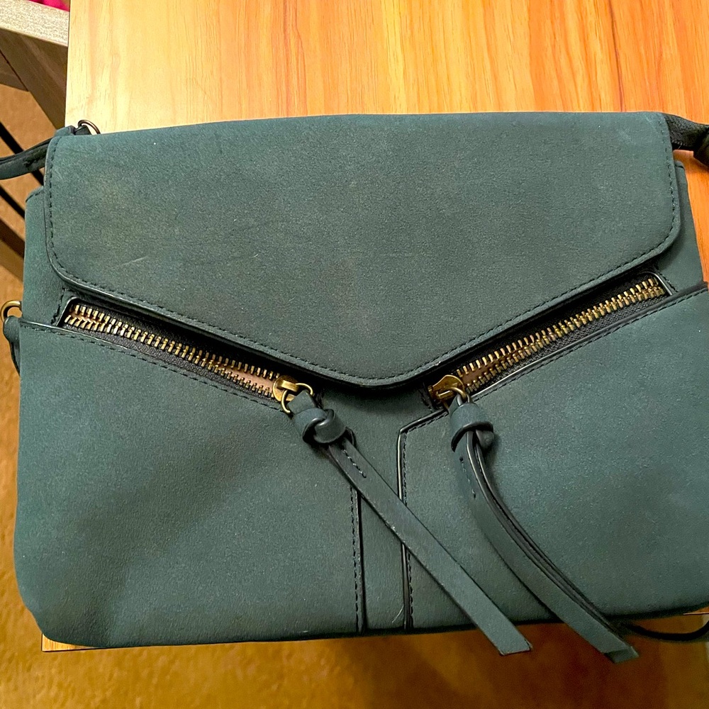 Dark teal/azure crossbody bag.